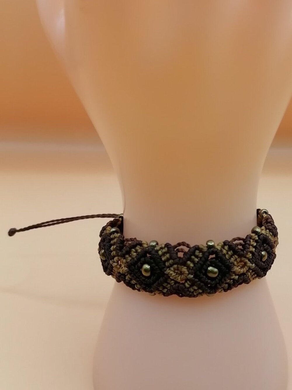 Handmade Geometric Macrame Bracelet with Woven Beads
